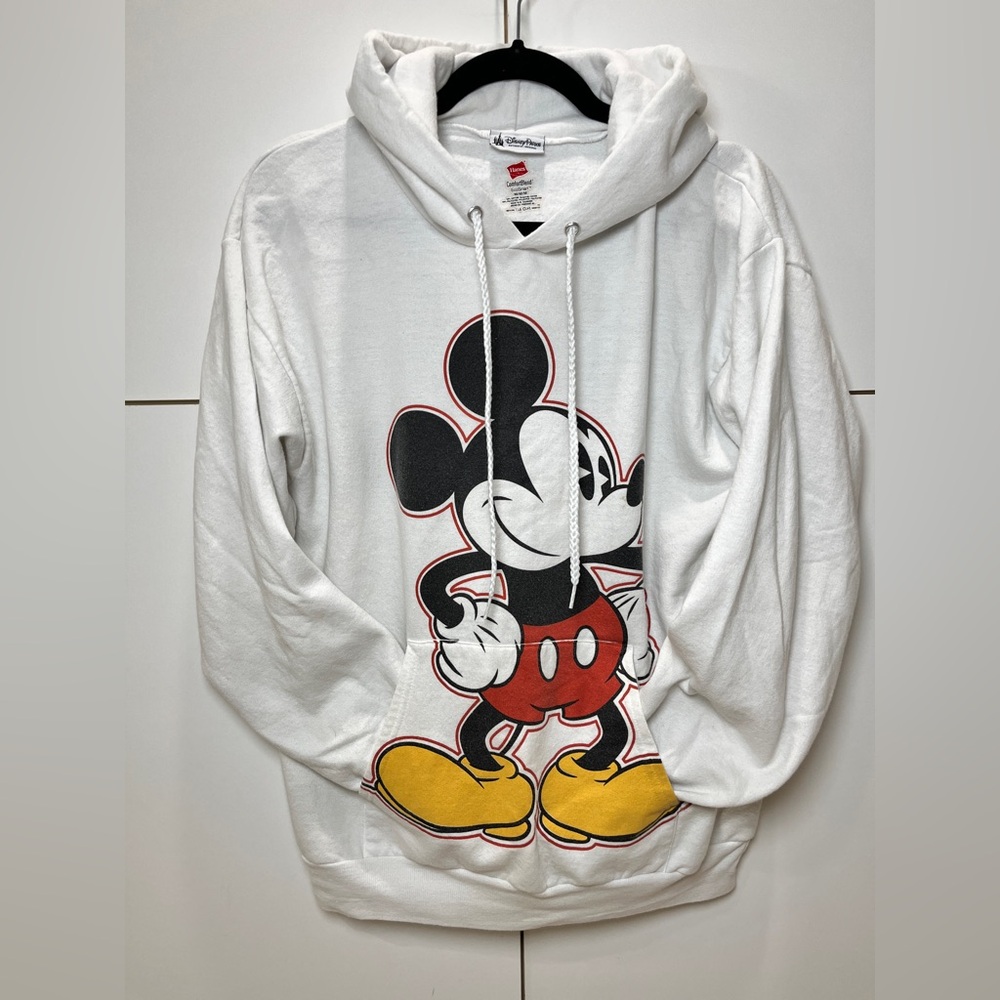 Hanes White Mickey Mouse Adult Hoodie